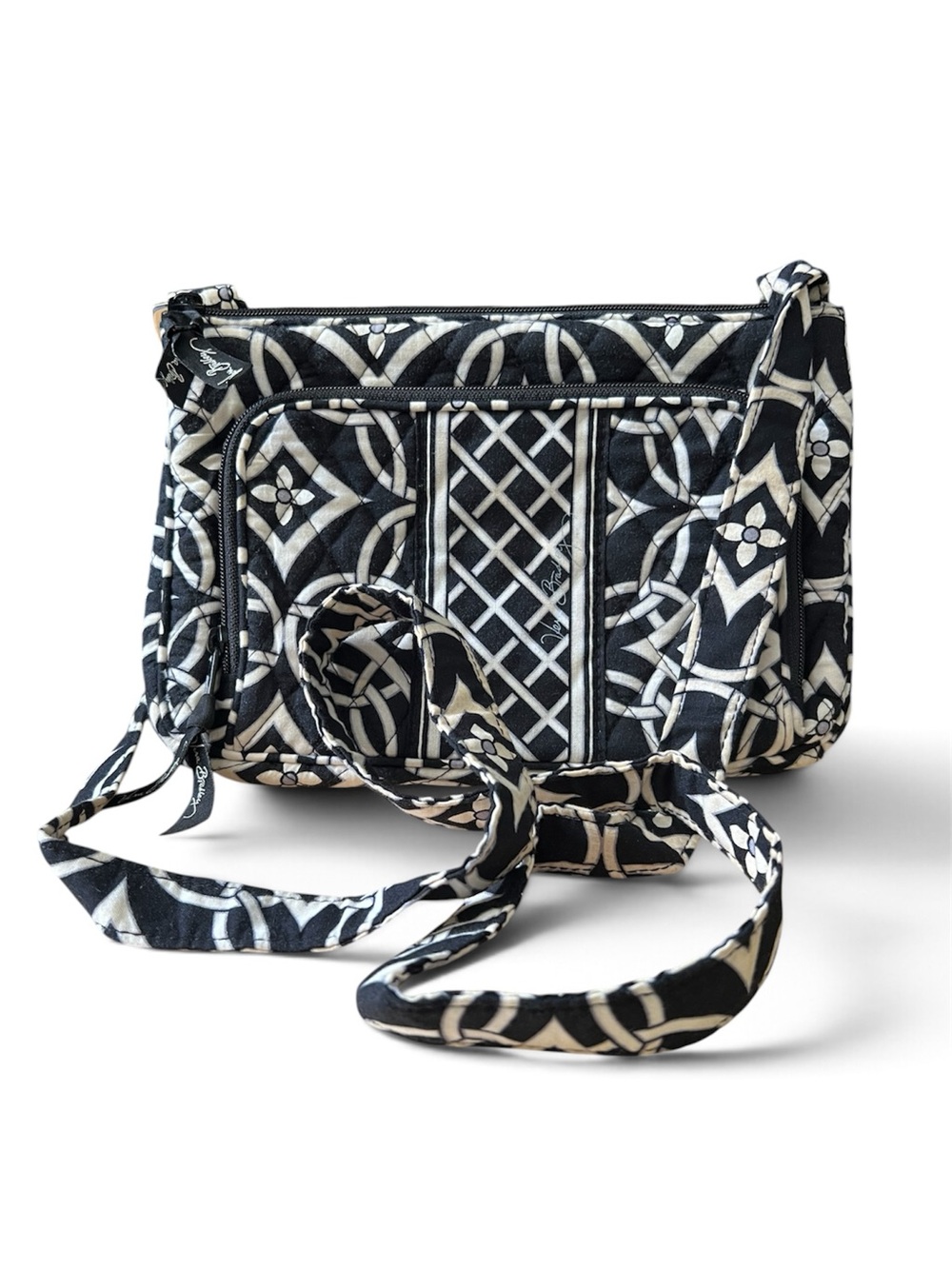 Vera Bradley Black & White Quilted Crossbody Bag Retired Design “Concerto” Y2K
